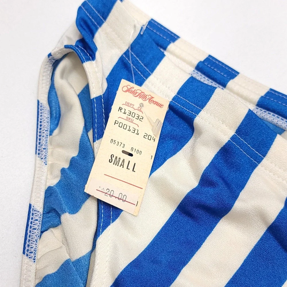 Occhi di Mare Mens S Vintage Striped Swim Briefs Blue‎ White NWT NEW 80s